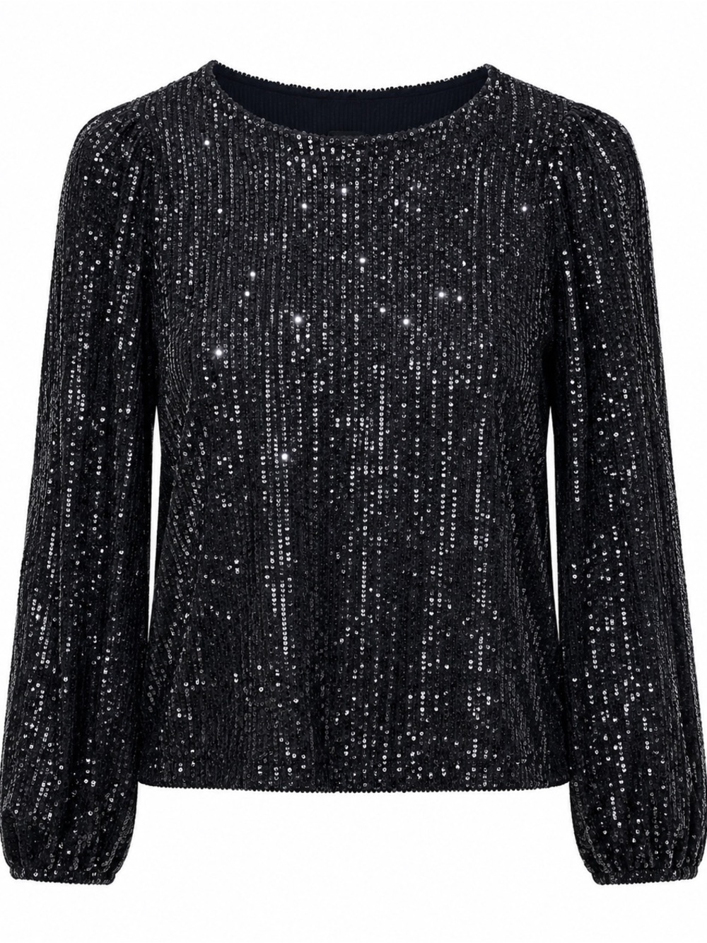 Ann Taylor Womens Sequin Long Sleeve Top Navy Size M New With Tags